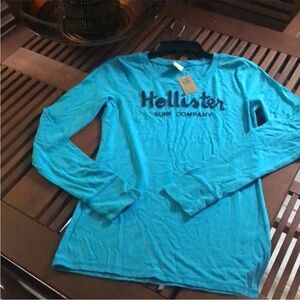 NWT Vintage Hollister Long sleeve shirt. Teal blue. Hollister Surf Company logo.